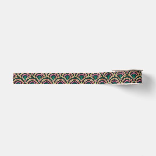 schelpvormig groen patroon grosgrain lint (Voorkant)