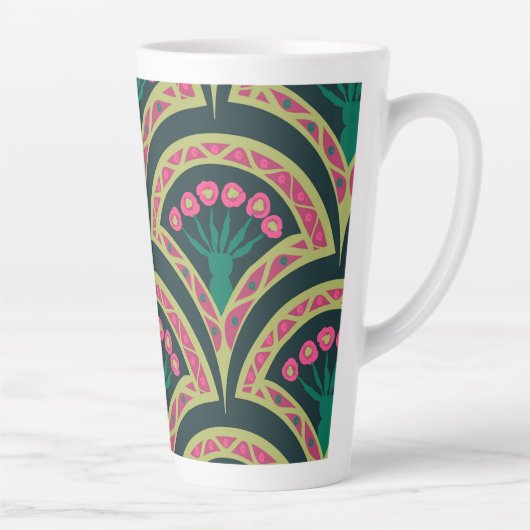 schelpvormig groen patroon latte mok (Rechts)