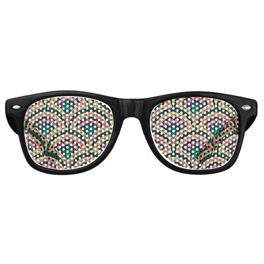 schelpvormig groen patroon retro zonnebril (Voorkant)