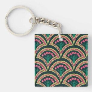 schelpvormig groen patroon sleutelhanger