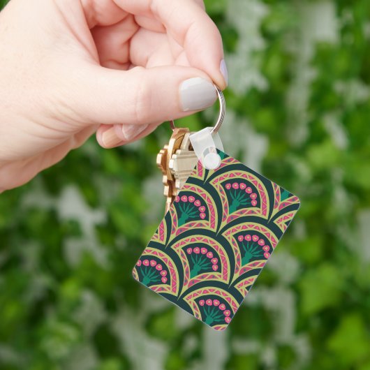 schelpvormig groen patroon sleutelhanger (Hand)