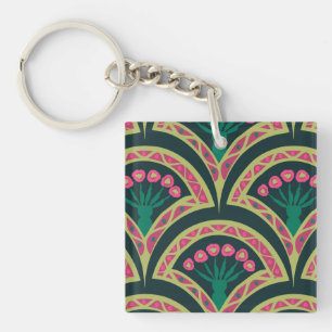 schelpvormig groen patroon sleutelhanger