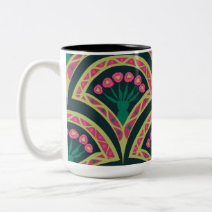 schelpvormig groen patroon tweekleurige koffiemok