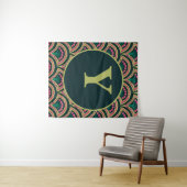schelpvormig groen patroon wandkleed (In Situ (horizontaal))
