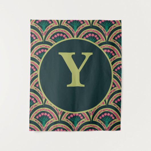 schelpvormig groen patroon wandkleed (Voorkant)