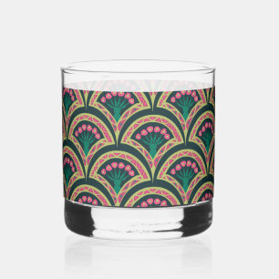 schelpvormig groen patroon whisky glas