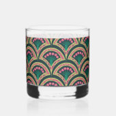 schelpvormig groen patroon whisky glas (Achterkant)