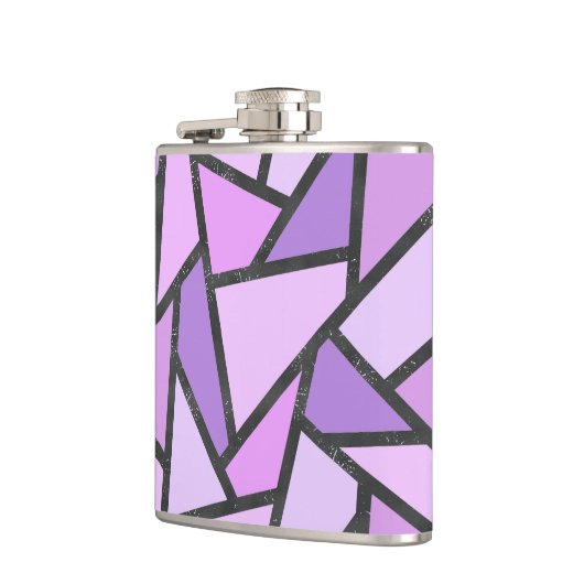 Scheluwen van lila gekleurd glas heupfles (Links)