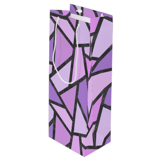 Scheluwen van lila gekleurd glas wijn cadeautas (Voorkant Gekanteld)