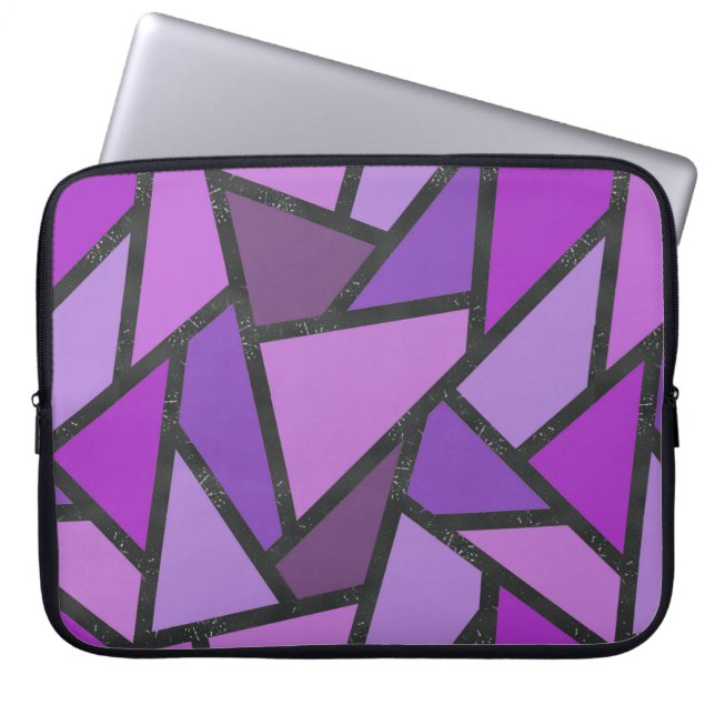 Scheluwen van paars gekleurd glas laptop sleeve (Voorkant)