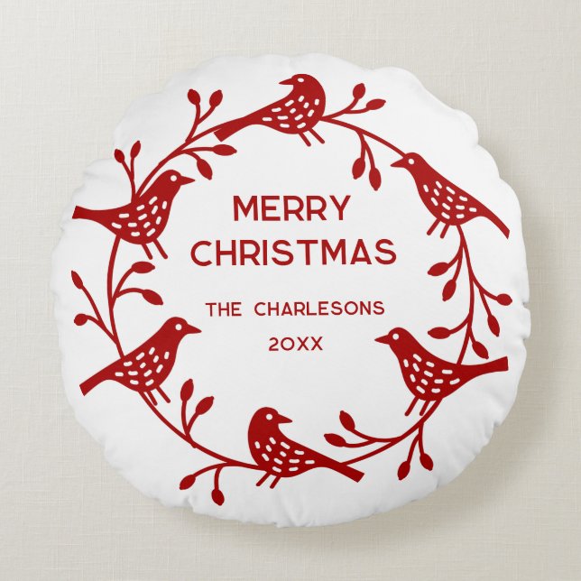 Schelvische krans gepersonaliseerd Kerstmis Rond Kussen (Voorkant)