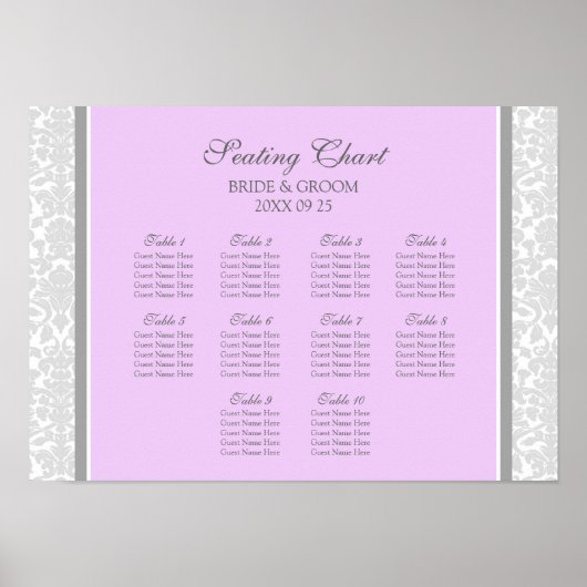 Schema 10 Tabel Lila grijze Damascus Poster (Voorkant)