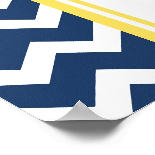 Schema 12 Tabellen Geel Blauw Chevron Poster (Hoek)