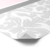 Schema 12 tabellen Roze grijze Damask Poster (Hoek)