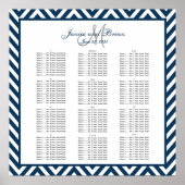 Schema 150 van het marineslot Blue Chevron Wedding Poster (Voorkant)