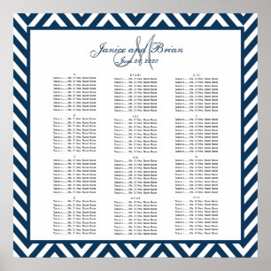 Schema 150 van het marineslot Blue Chevron Wedding Poster