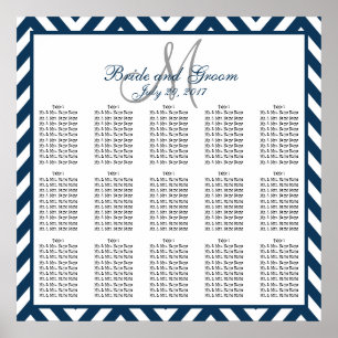 Schema 150 van het marineslot Blue Chevron Wedding Poster