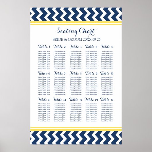 Schema 15 Tabel 150 Guest Blue Chevron Poster (Voorkant)