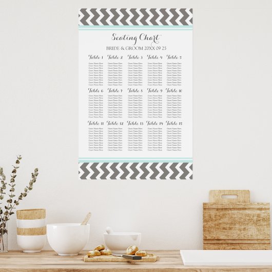 Schema 15 Tabel 150 Guest Blue Gray Chevron Poster (Keuken)