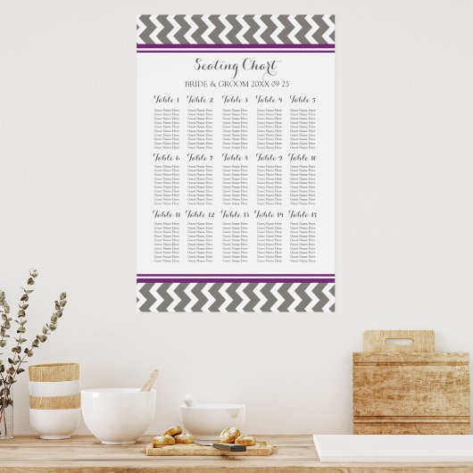 Schema 15 Tabel 150 Guest Plum Grey Chevron Poster (Keuken)