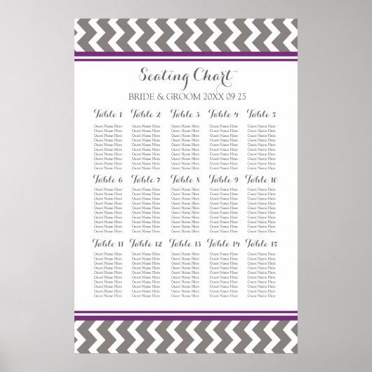 Schema 15 Tabel 150 Guest Plum Grey Chevron Poster (Voorkant)