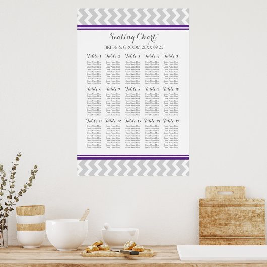 Schema 15 Tabel 150 Guest Plum Grey Chevron Poster (Keuken)