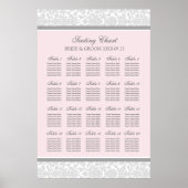 Schema 20 tabellen 120 Guest Pink Grey Damask Poster (Voorkant)