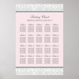 Schema 20 tabellen 120 Guest Pink Grey Damask Poster