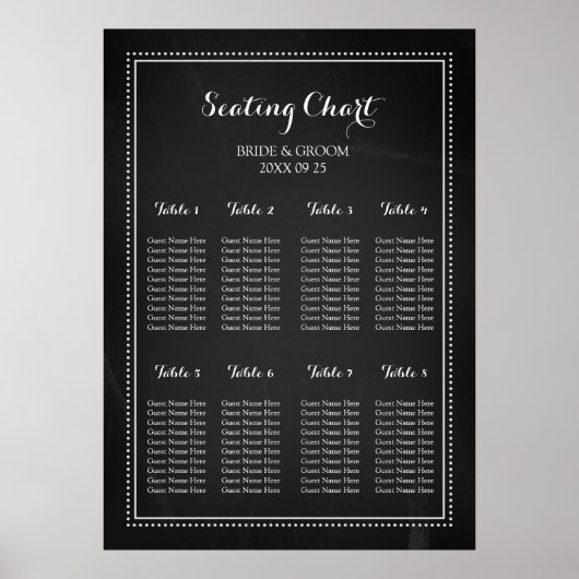 Schema 8 Tabellen Chalkboard Poster (Voorkant)