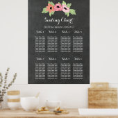 Schema 8 Tabellen Chalkboard Roze Floral Poster (Keuken)