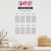 Schema 8 Tabellen Chalkboard Roze Waterverf Poster (Keuken)