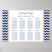 Schema 8 Tabellen Coral Blue Chevron Poster (Voorkant)