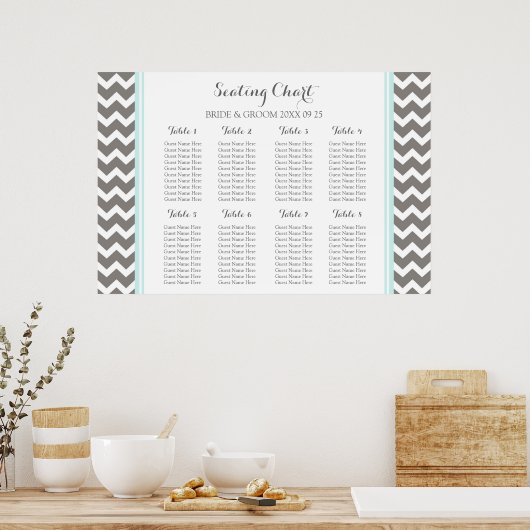 Schema 8 Tables Blue Gray Chevron Poster (Keuken)