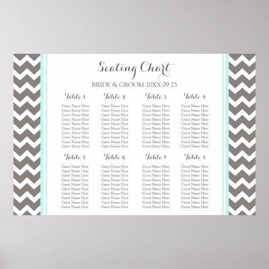 Schema 8 Tables Blue Gray Chevron Poster (Voorkant)
