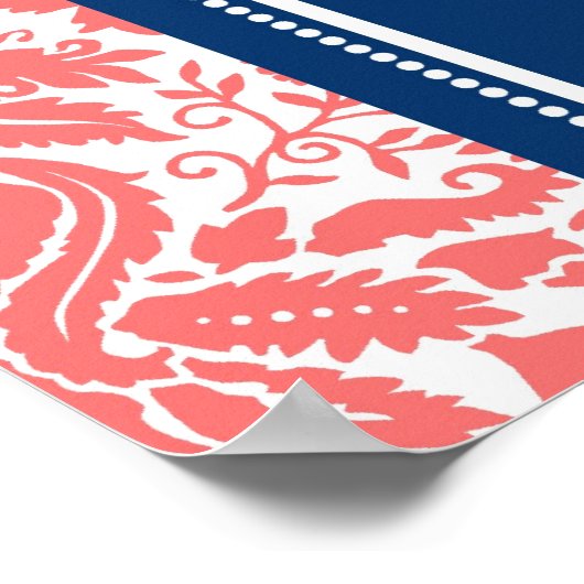 Schema 8 Tables Coral Blue Damask Poster (Hoek)