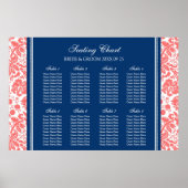 Schema 8 Tables Coral Blue Damask Poster (Voorkant)