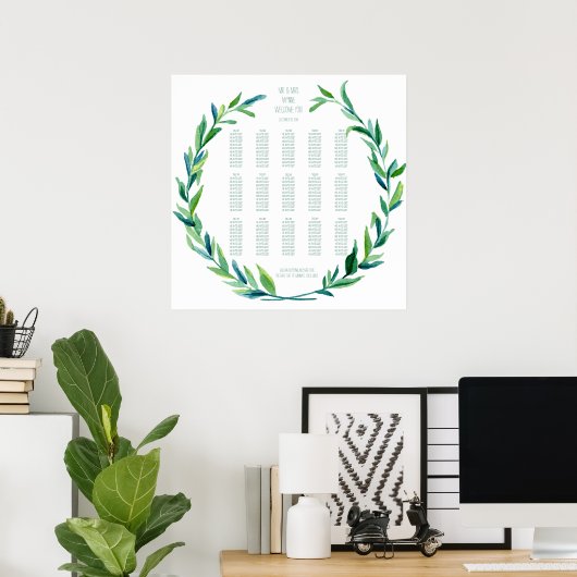 Schema Laurel Wreath Olive Leaf Branch Mod Poster (Thuiskantoor)