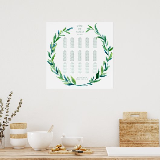 Schema Laurel Wreath Olive Leaf Branch Mod Poster (Keuken)