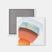 Schema met lagen van de aarde, close-up. magneet (Voorkant / Achterkant)