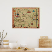 Schema Portugese cartograaf 1570 Poster (Keuken)