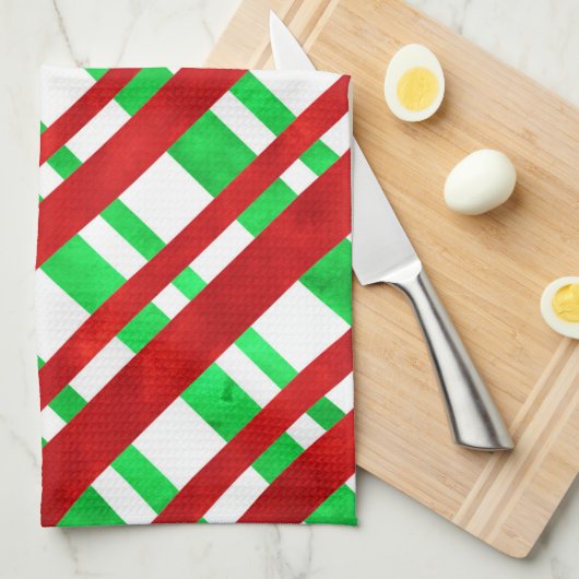 Schema rode groene Waterverf Theedoek (Quarter Fold)