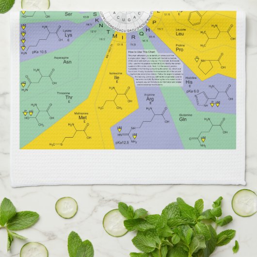 Schema van de genetische code met aminozuurresidue theedoek (Gevouwen)