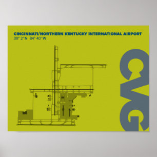 Schema van de luchthaven Cincinnati/Northern Kentu Poster