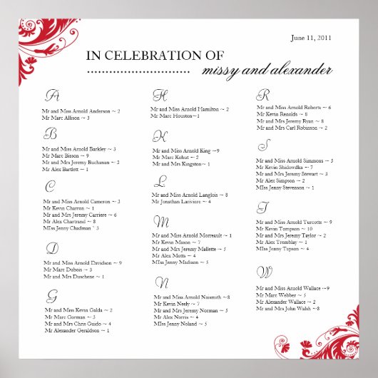 Schema van de zitplaats poster (Voorkant)