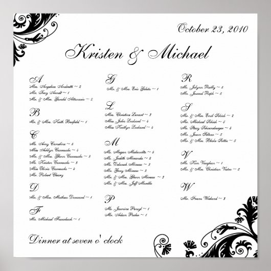 Schema van de zitplaats poster (Voorkant)