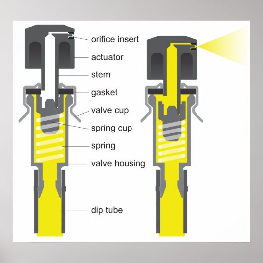 Schema van een Aerosol Spray Valve System Poster (Voorkant)