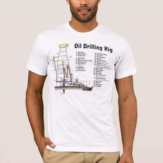 Schema van een boortoren voor olieboringen t-shirt (Voorkant)
