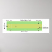 Schema van een cricketpitch met metingen poster (Voorkant)