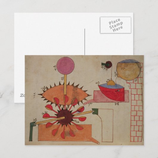 Schema van een systeem om water in een briefkaart (Voorkant / Achterkant)