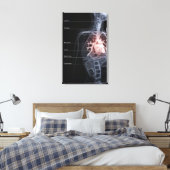 Schema van het ademhalingssysteem en het hart canvas afdruk (Insitu (Slaapkamer))